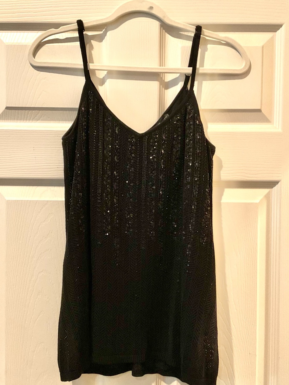 White House Black Market Black Sequined Cami -Small